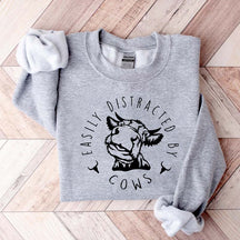 Easily Distracted By Cows Farm Love Sweatshirt