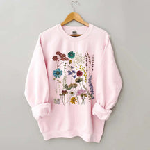 Vintage Colorful Pressed Pressed Flowers Sweatshirt