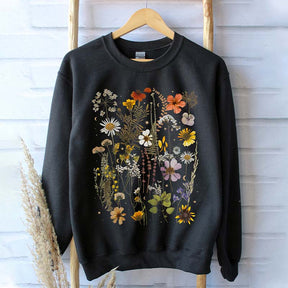 Autumn Botanical Pressed Flowers Sweatshirt