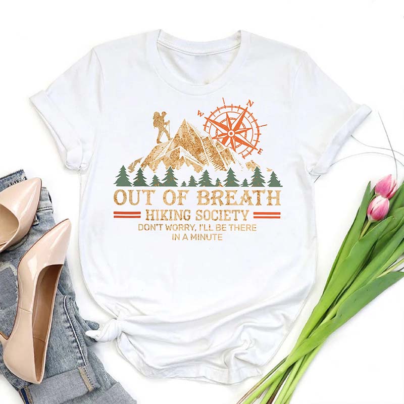 Out Of Breath Hiking Society Funny Hiking T-Shirt