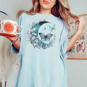 Celestial Flower Butterfly Moon T-Shirt