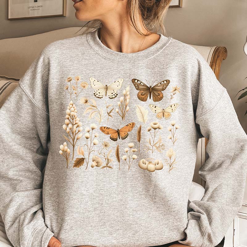 Moth Insect Fall Wildflowers Sweatshirt