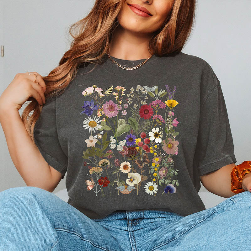 Vintage Pressed Flowers Garden Lover T-Shirt