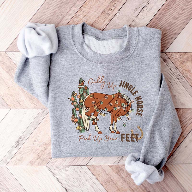 Cowboy Howdy Country Christmas Horse Sweatshirt