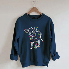 Cute Cow Christmas Lights Sweatshirt