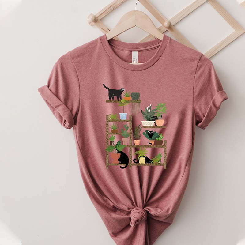 Cats and Plants Succulent T-Shirt