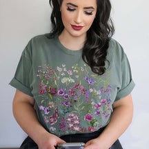 Pressed Flowers Boho Purple Wildflowers T-Shirt