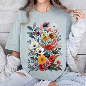 Boho Vintage Wildflowers Gardening Gift T-Shirt