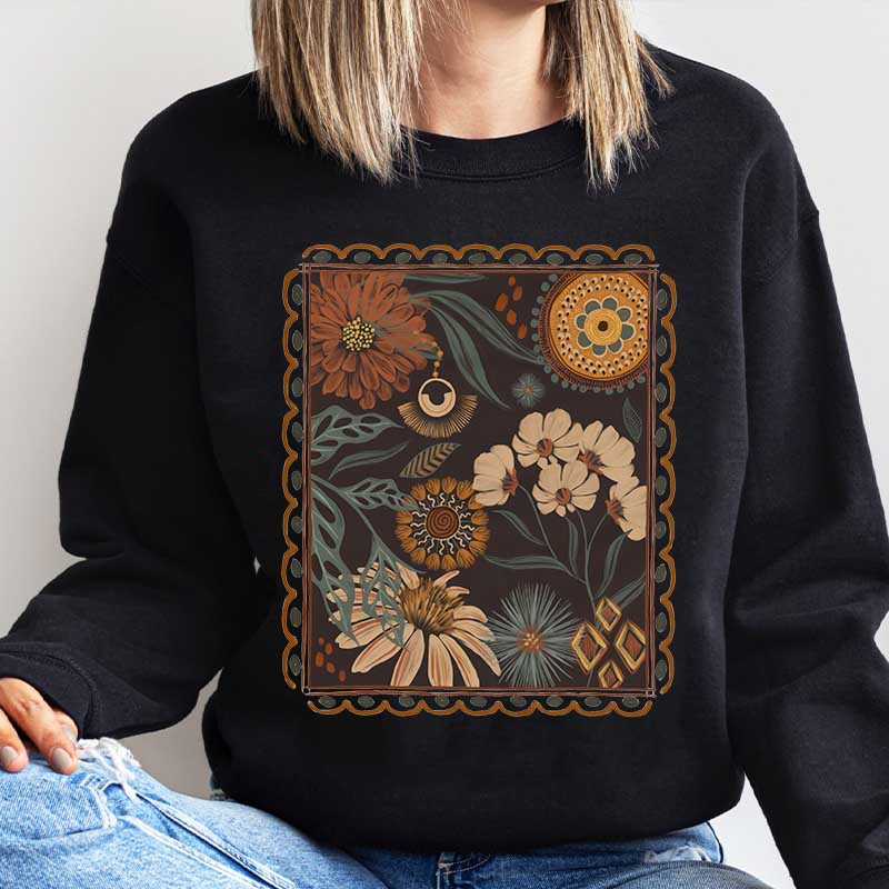 Boho Floral Cottagecore Fall Flowers Sweatshirt