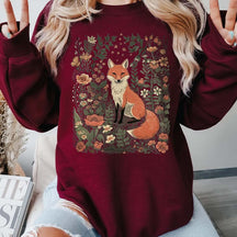 Vintage Fox in Wildflower Meadow Sweatshirt