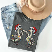 Merry Christmas Santa Goose tangled lights T-Shirt