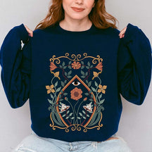 Boho Flowers Art Nouveau Print Botanical Sweatshirt