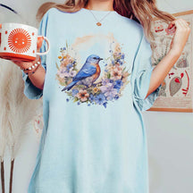 Watercolor Bluebird Wildflowers T-Shirt