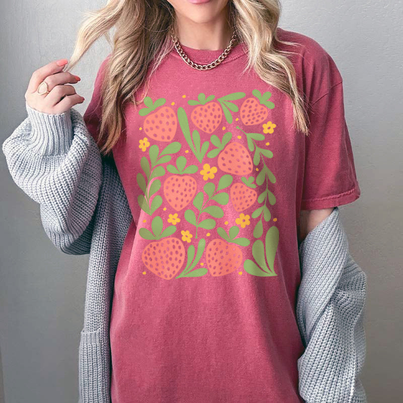 Boho Summer Fruits Strawberries T-Shirt