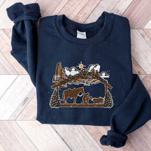 Praying Cowboy Manger Religious Western Christmas Sweatshirt