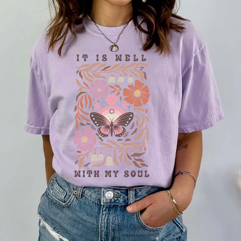 It is Well with My Soul Butterfly Flowers T-Shirt