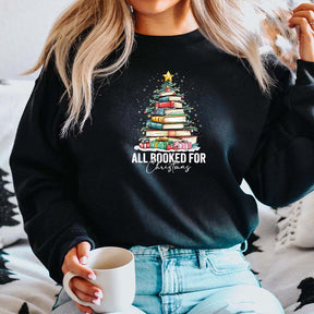 All Booked For Christmas Shirt Gift for Librarian Sweatshirt