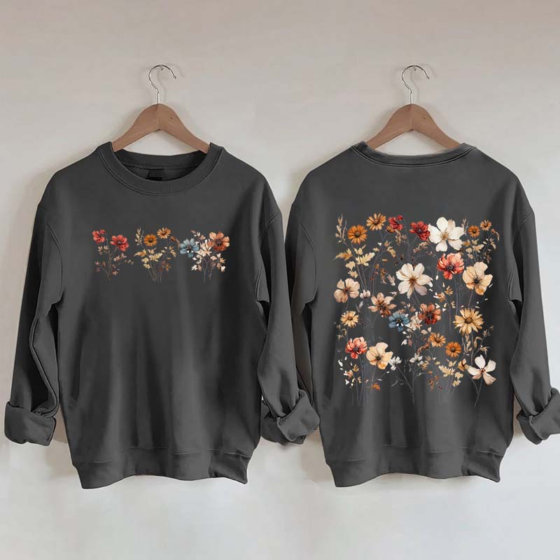 Retro Vintage Pressed Flowers Sweatshirt