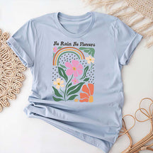 No Rain No Flowers Aesthetic Floral T-Shirt