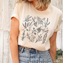 Botanical Vintage Wildflower Graphic T-Shirt