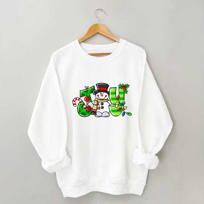 Christmas Snowman  Lights Sweatshirt