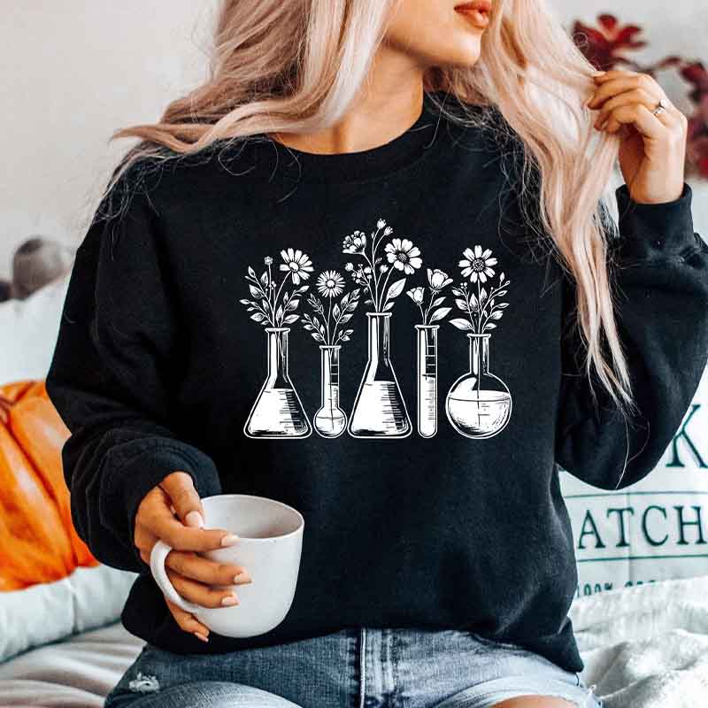 Sleek Botanical Beaker Sweatshirt