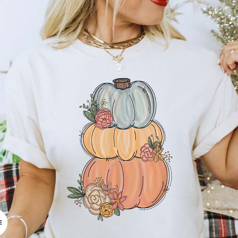 Watercolor Pumpkin Halloween Fall T-Shirt