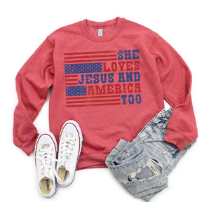 Retro USA She Loves Jesus And America Too Sweatshirt