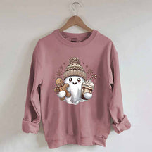 Cute Christmas Ghost Coffee Sweatshirt