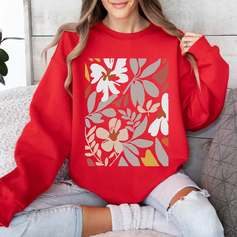 Boho White Flower Minimalist Sweatshirt