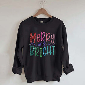 Merry And Bright Christmas Printed Sweatshirt