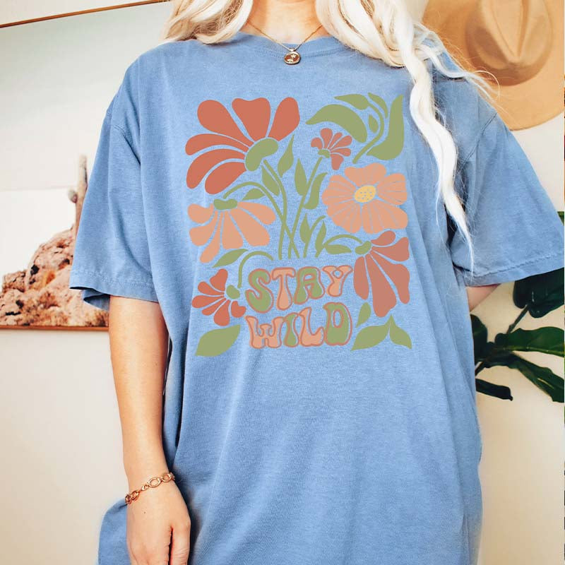 Stay Wild Boho Flower Vintage Floral T-Shirt