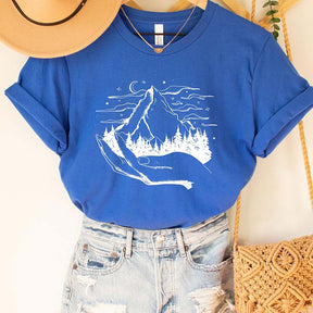 Women Adventurer Shirt Hand Drawn Mountain T-Shirt