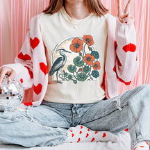 Retro Birdwatching Flowers Lover T-Shirt