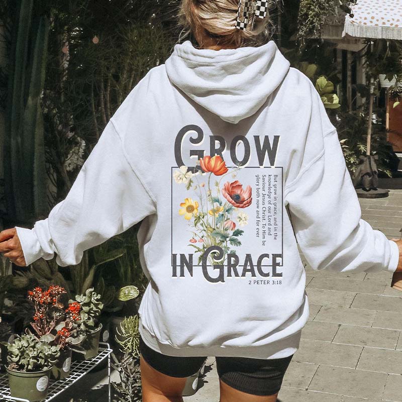 Grow In Grace Floral Spiritual Hoodie