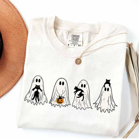 Cute Ghost Black Cats Halloween Spooky Season T-Shirt