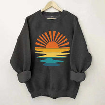 Retro Sunset Rays Wavy Sweatshirt