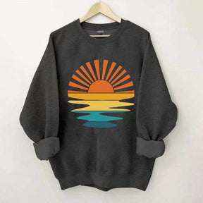 Retro Sunset Rays Wavy Sweatshirt