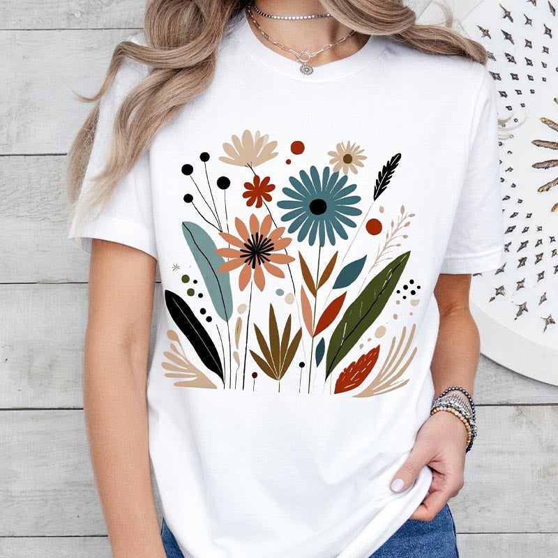 Boho Floral Nouveau Art Wildflowers T-Shirt