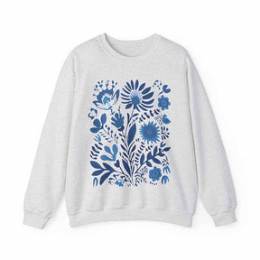 Blue Wildflowers Folk Art Wild Flower Sweatshirt