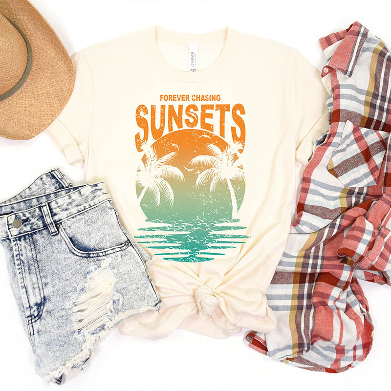 Retro Sunset Rays Wavy Beachy Vibes T-Shirt