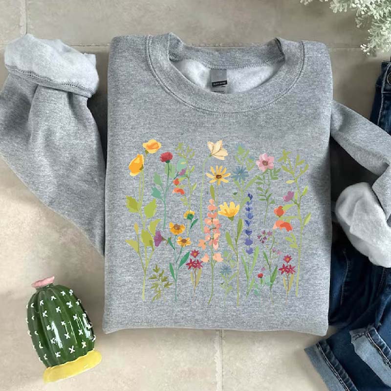 Vintage Spring Pressed Flowers Sweatshirt