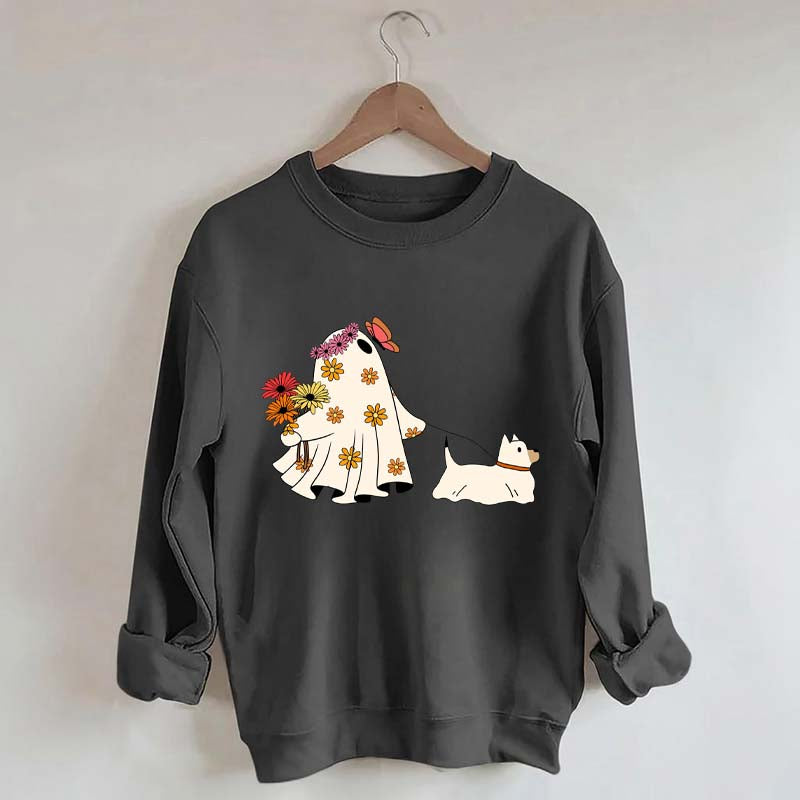 Cute Ghost Walking Dog Sweatshirt