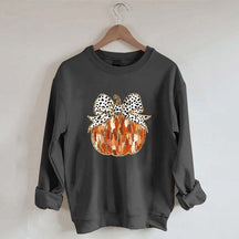 Fall Coquette Gold Glitter Pumpkin Sweatshirt