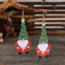 Vintage Christmas Painted Santa Claus Christmas Tree Earrings