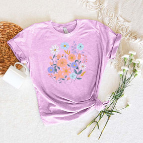 Boho Plant Lovers Pastel Flowers T-Shirt