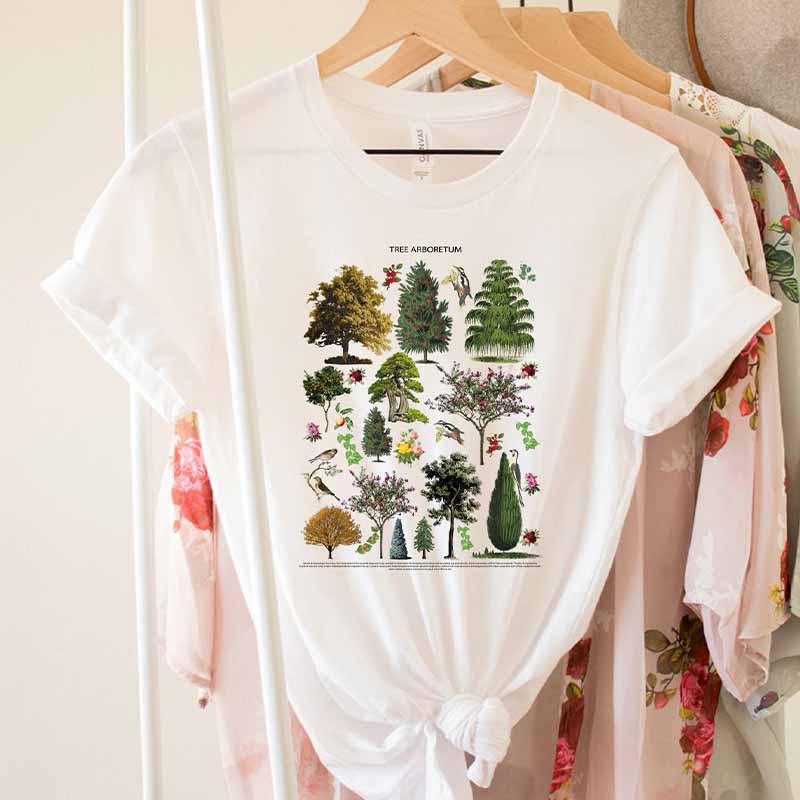 Blooming Trees Botanical Aesthetic illustration T-Shirt