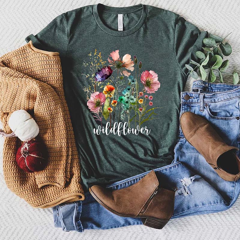 Nature Watercolor Wild Flower T-Shirt