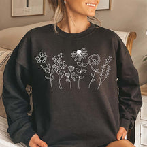 Botanical Wildflower Print Floral Gardening Sweatshirt