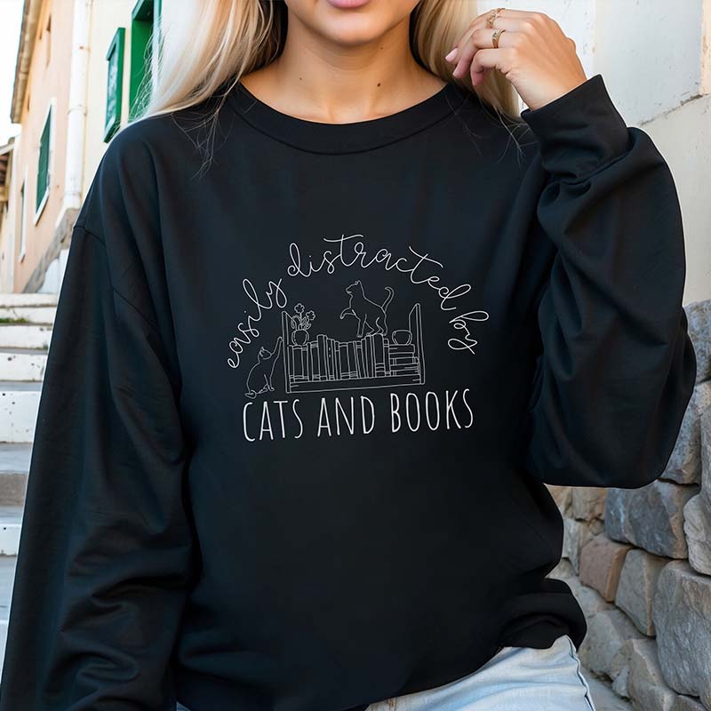 Cute Cat Book Funny Bookworm Sweatshirt